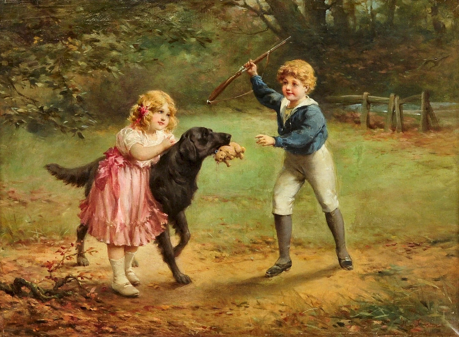 Bambini che giocano con il cane